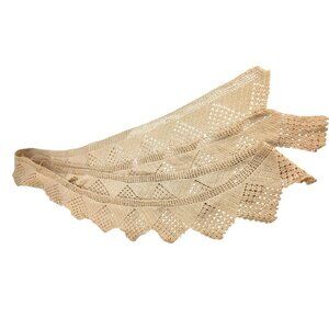 Vintage Beige Crochet Lace Trim Edging 3.5 Yards 5 in wide Handmade Cotton Craft